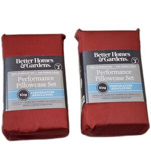Better Homes And Gardens HygroCotton King Pillowcase Set Rusty Brick 2 Pack New